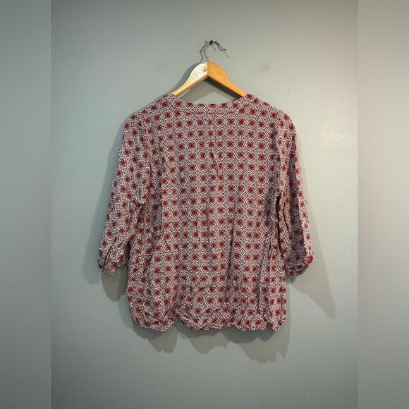 Brick Anne Carson Patterned Blouse Size L EUC - Picture 5 of 6